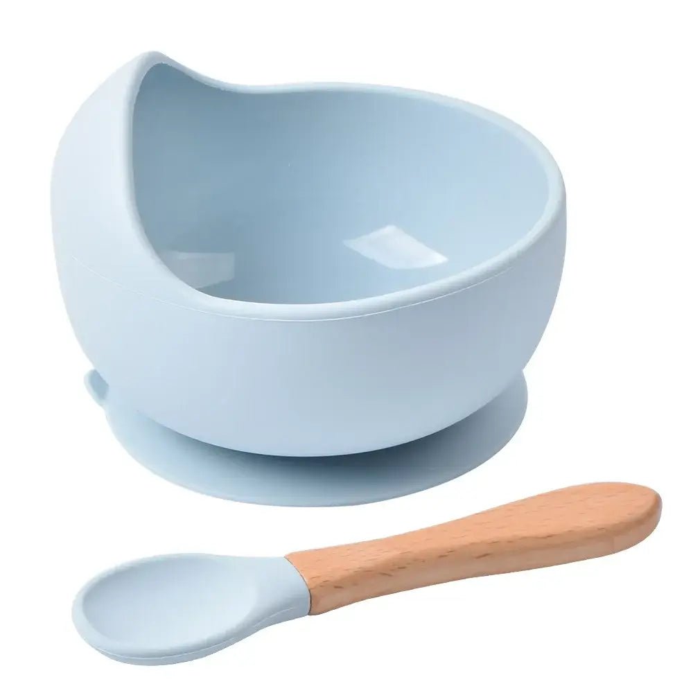 2 - Piece Silicone Baby Feeding Bowl Set - Suction Bowl &amp; Spoon - Paws For Baby