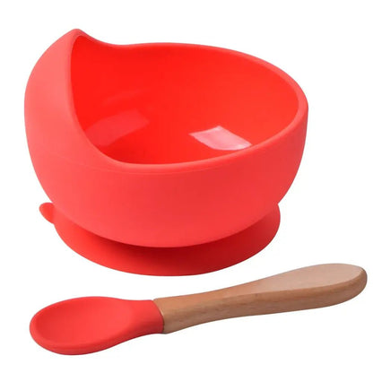 2 - Piece Silicone Baby Feeding Bowl Set - Suction Bowl &amp; Spoon - Paws For Baby