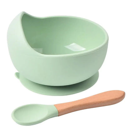 2 - Piece Silicone Baby Feeding Bowl Set - Suction Bowl &amp; Spoon - Paws For Baby