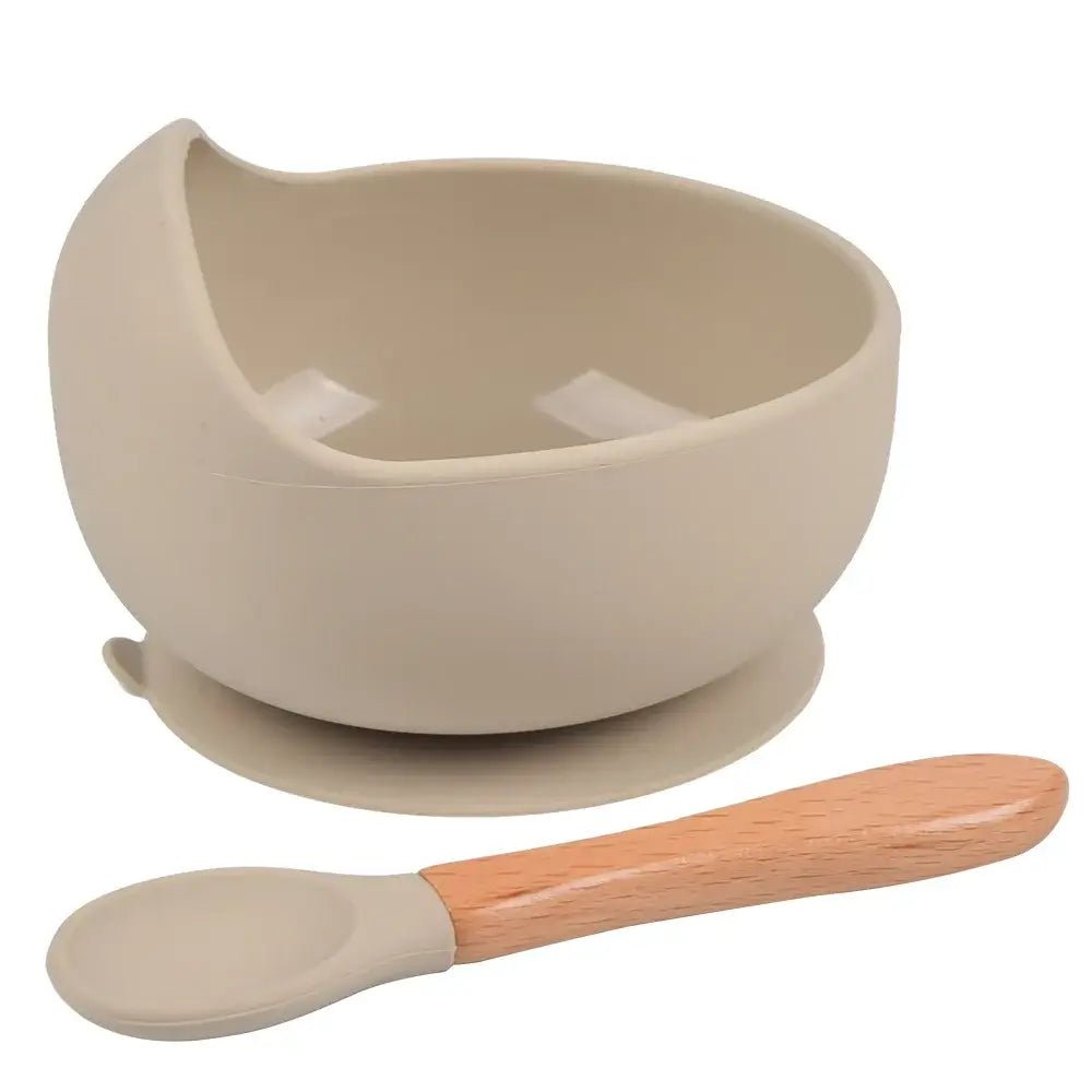 2 - Piece Silicone Baby Feeding Bowl Set - Suction Bowl &amp; Spoon - Paws For Baby