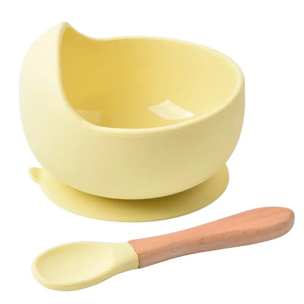 2 - Piece Silicone Baby Feeding Bowl Set - Suction Bowl &amp; Spoon - Paws For Baby