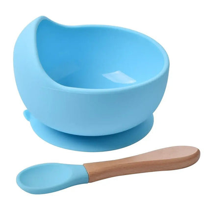 2 - Piece Silicone Baby Feeding Bowl Set - Suction Bowl &amp; Spoon - Paws For Baby