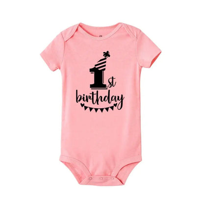 My 1st Birthday Baby Romper - Short Sleeve Party Outfit - Paws For Baby