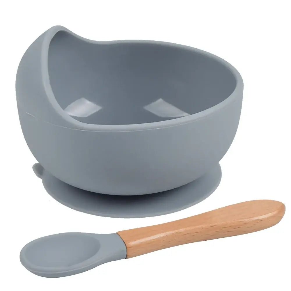 2 - Piece Silicone Baby Feeding Bowl Set - Suction Bowl &amp; Spoon - Paws For Baby