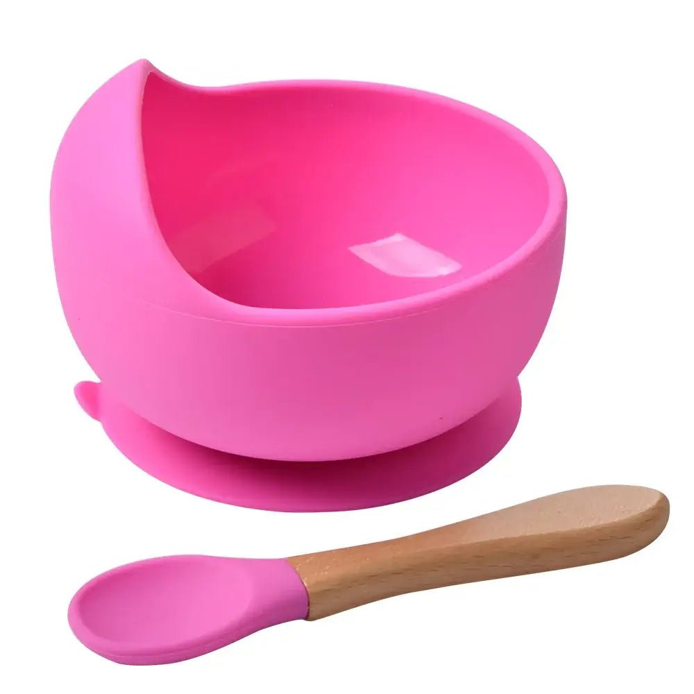 2 - Piece Silicone Baby Feeding Bowl Set - Suction Bowl &amp; Spoon - Paws For Baby