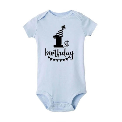 My 1st Birthday Baby Romper - Short Sleeve Party Outfit - Paws For Baby