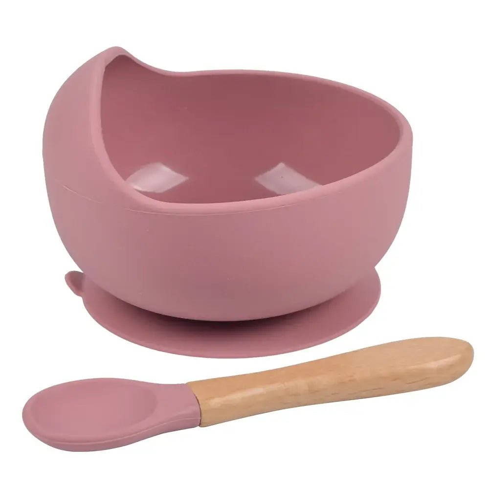 2 - Piece Silicone Baby Feeding Bowl Set - Suction Bowl &amp; Spoon - Paws For Baby