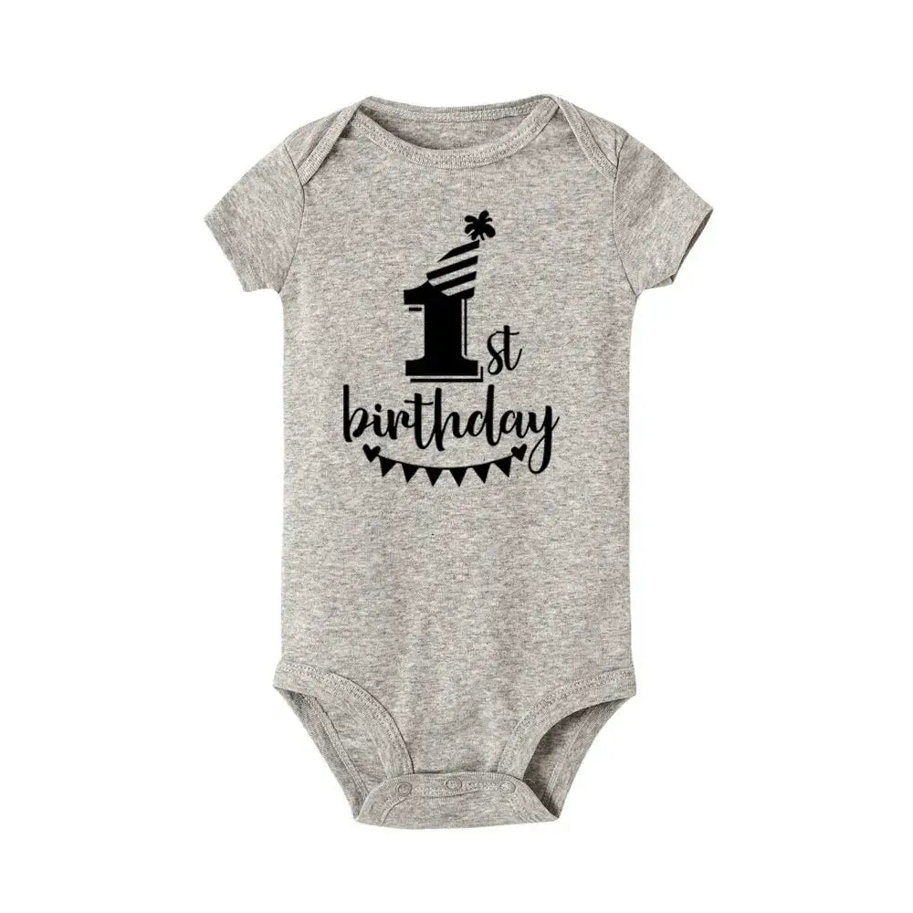 My 1st Birthday Baby Romper - Short Sleeve Party Outfit - Paws For Baby