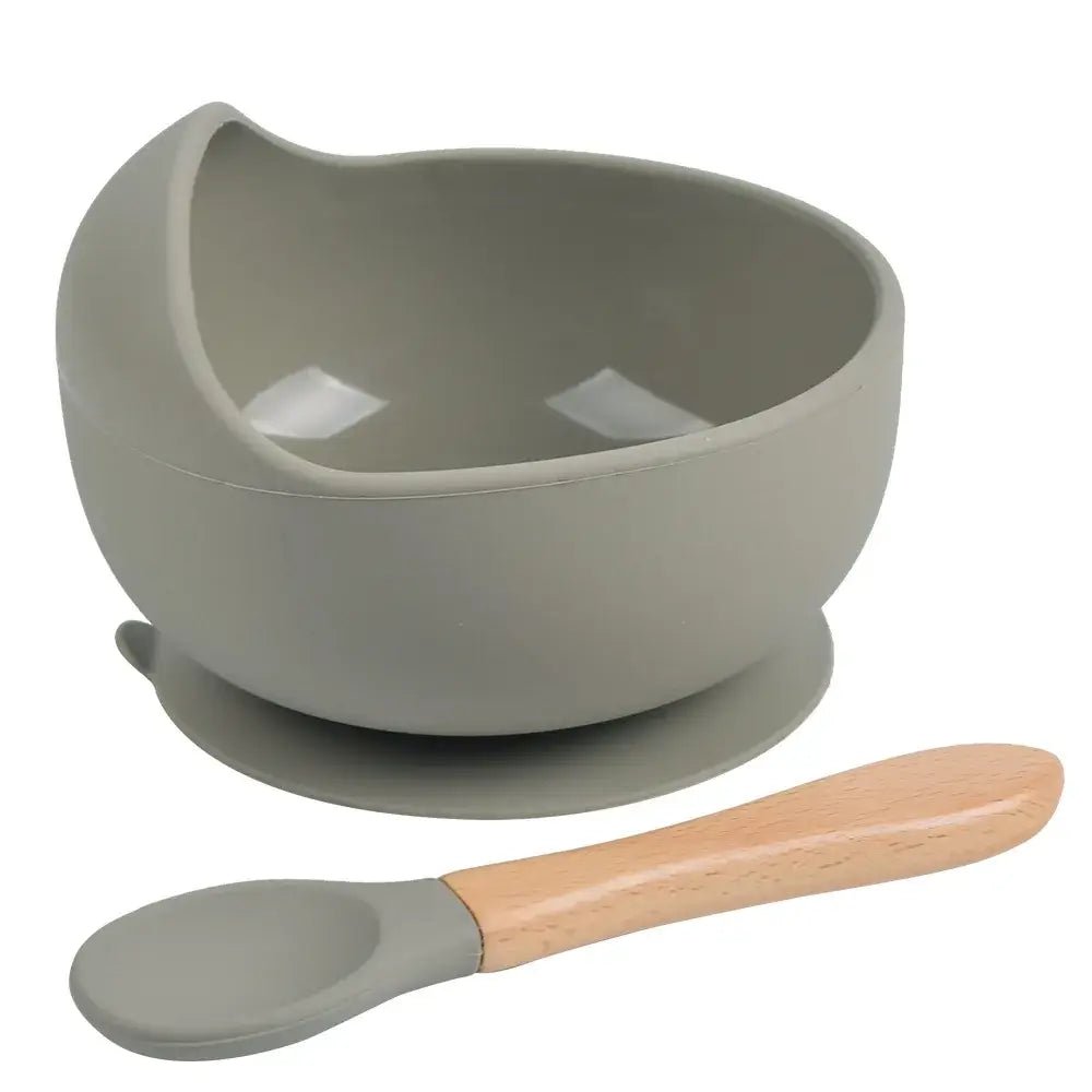 2 - Piece Silicone Baby Feeding Bowl Set - Suction Bowl &amp; Spoon - Paws For Baby