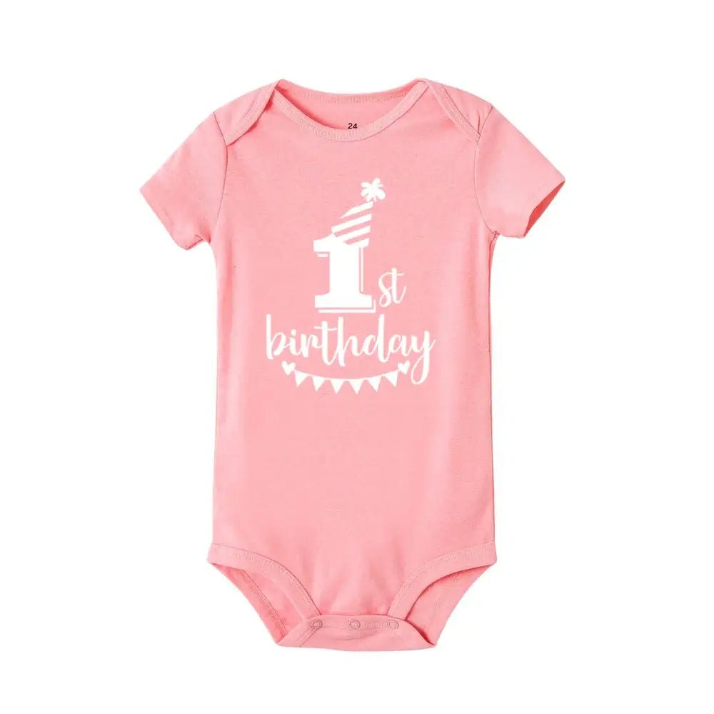 My 1st Birthday Baby Romper - Short Sleeve Party Outfit - Paws For Baby