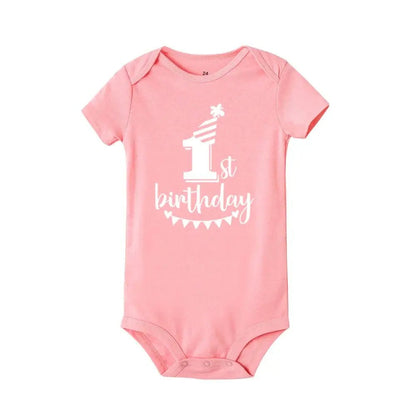 My 1st Birthday Baby Romper - Short Sleeve Party Outfit - Paws For Baby