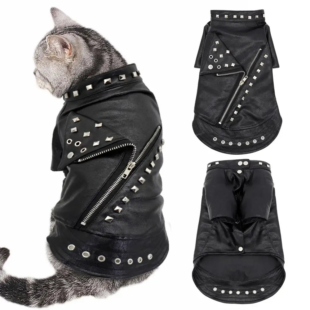 Leather Cat Jacket for Small Dogs &amp; Kittens