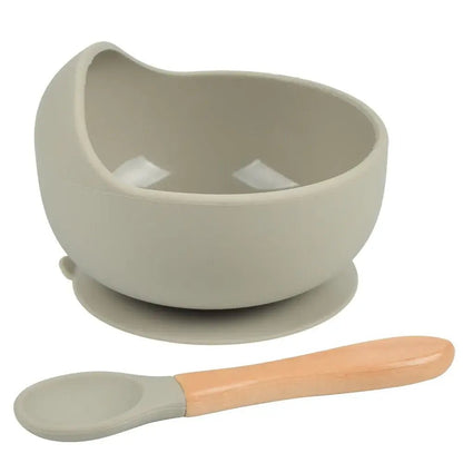 2 - Piece Silicone Baby Feeding Bowl Set - Suction Bowl &amp; Spoon - Paws For Baby