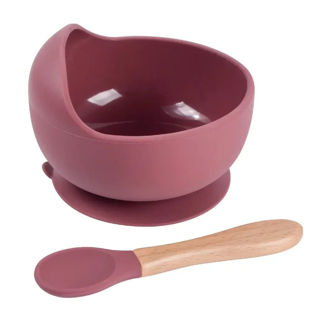 2 - Piece Silicone Baby Feeding Bowl Set - Suction Bowl &amp; Spoon - Paws For Baby