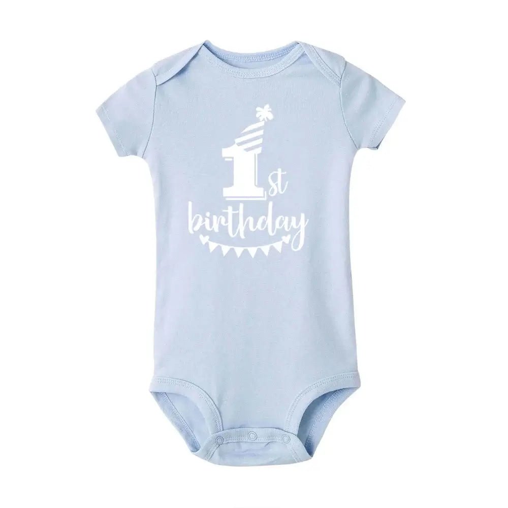 My 1st Birthday Baby Romper - Short Sleeve Party Outfit - Paws For Baby