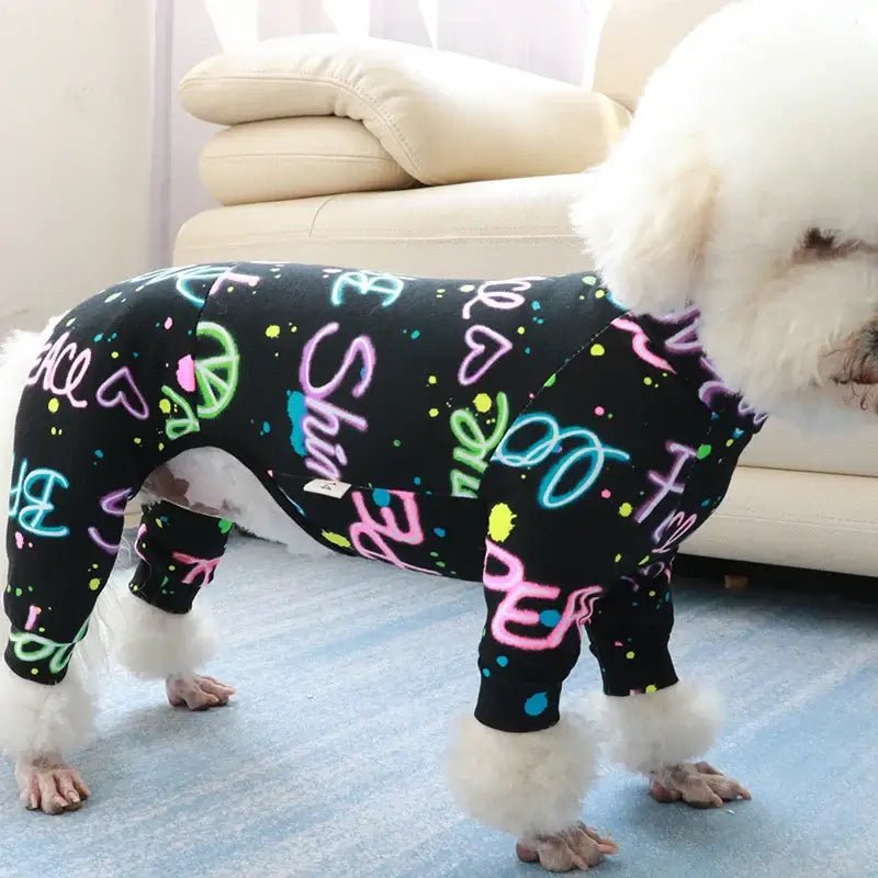 100% Cotton Dog Jumpsuit - Thin Printed Pajamas, Stretchy Home Wear for Small Dogs, Chihuahua, Poodle - Paws For Baby