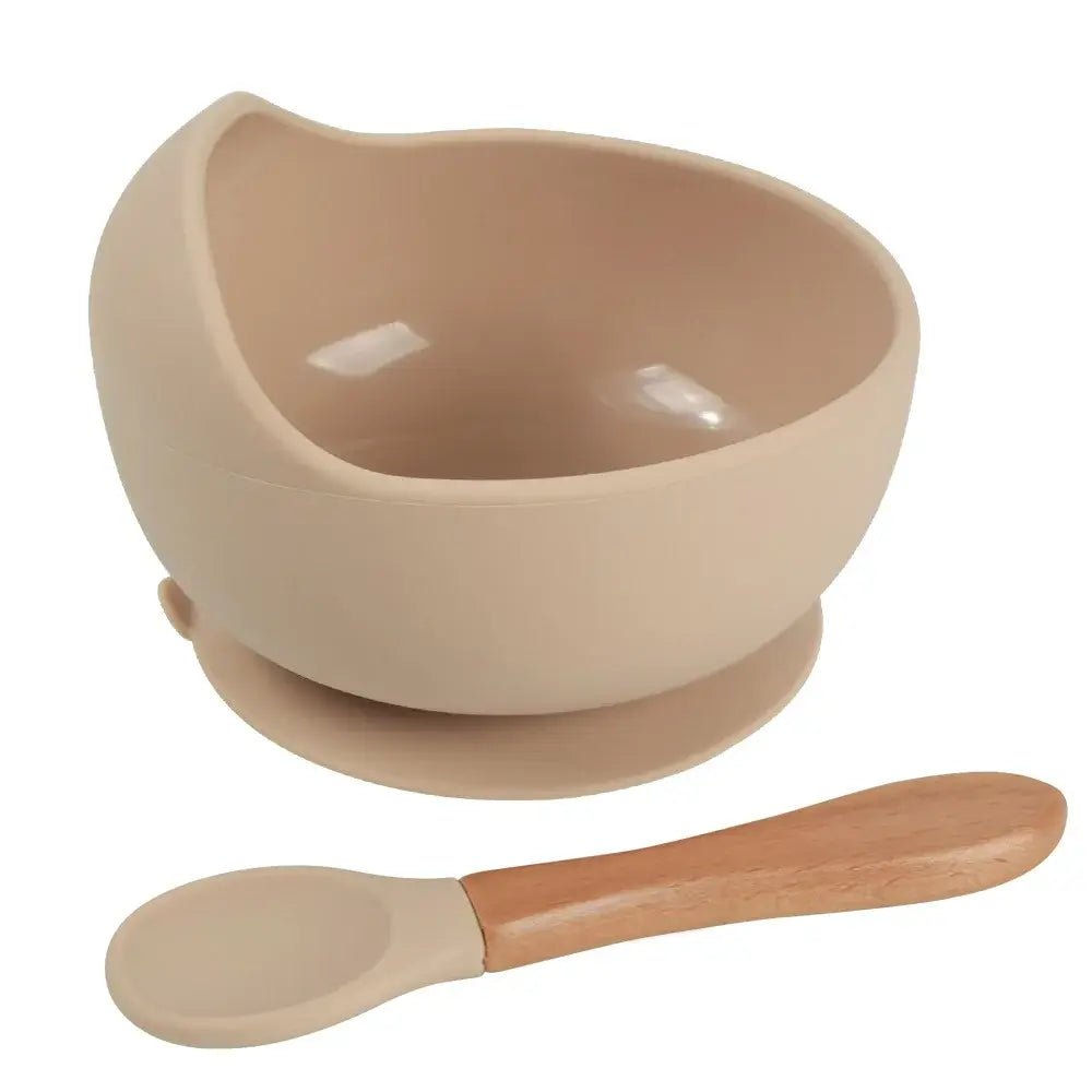 2 - Piece Silicone Baby Feeding Bowl Set - Suction Bowl &amp; Spoon - Paws For Baby