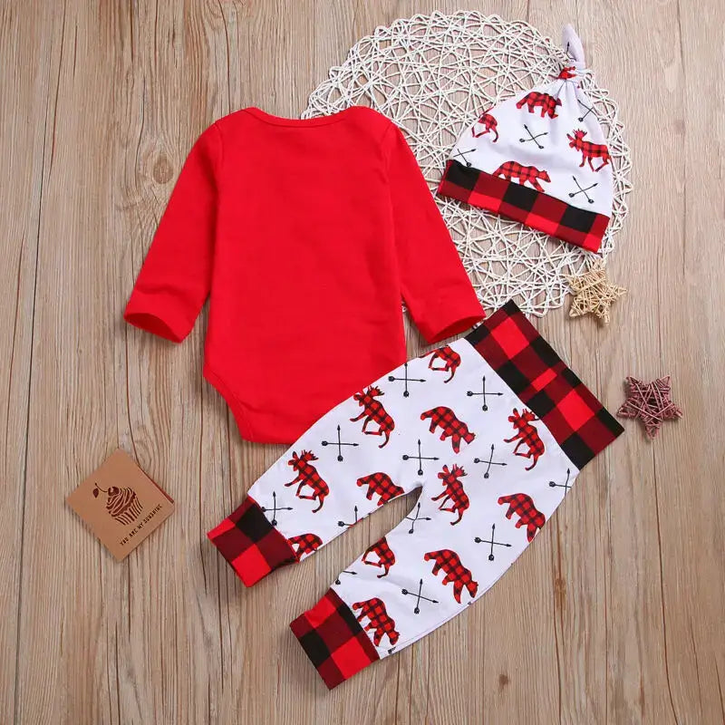 My First Christmas Baby Romper &amp; Hat Set 2PCS Outfit