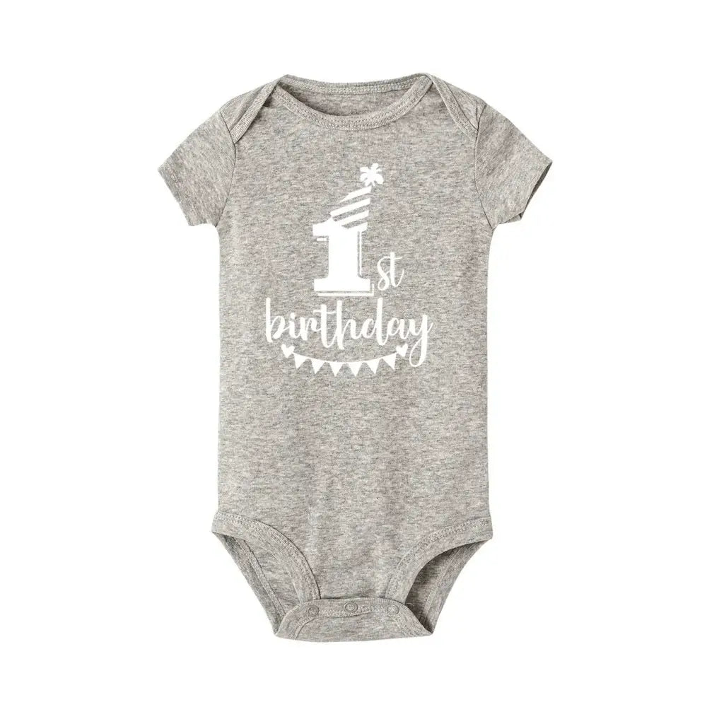 My 1st Birthday Baby Romper - Short Sleeve Party Outfit - Paws For Baby