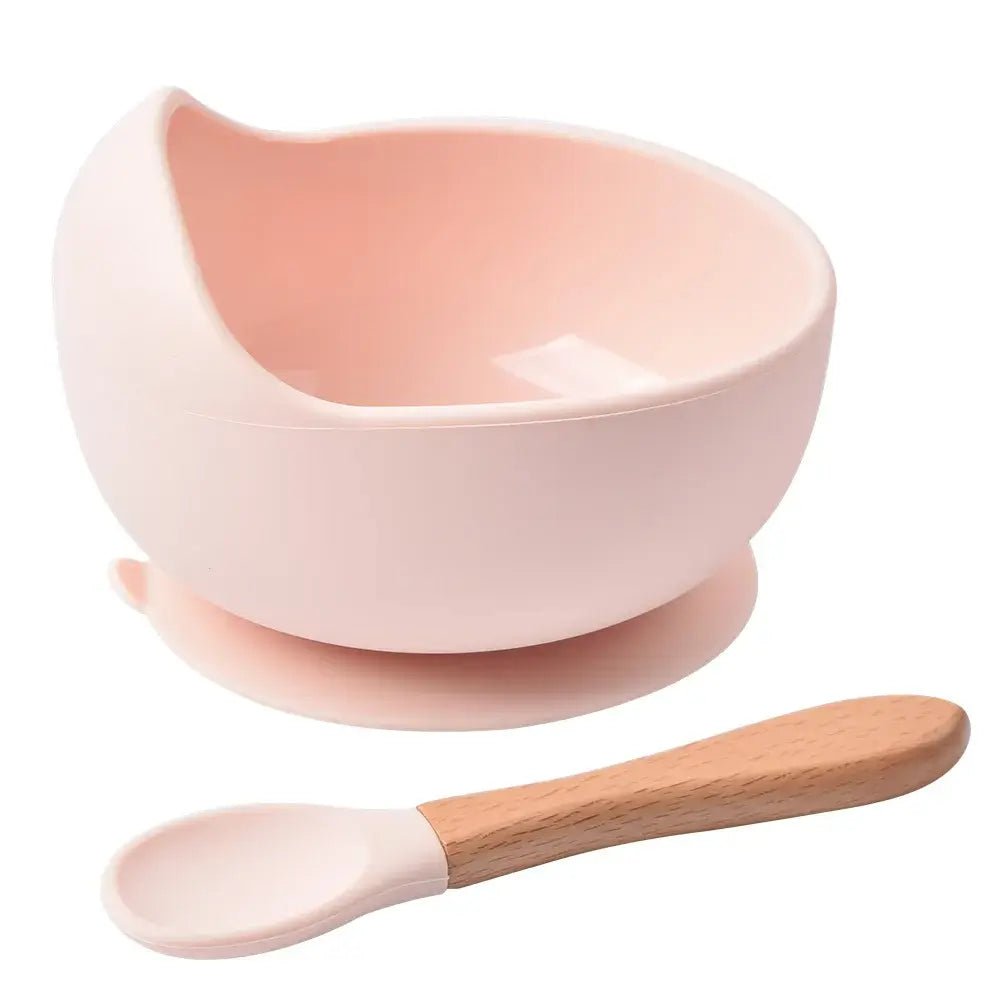 2 - Piece Silicone Baby Feeding Bowl Set - Suction Bowl &amp; Spoon - Paws For Baby