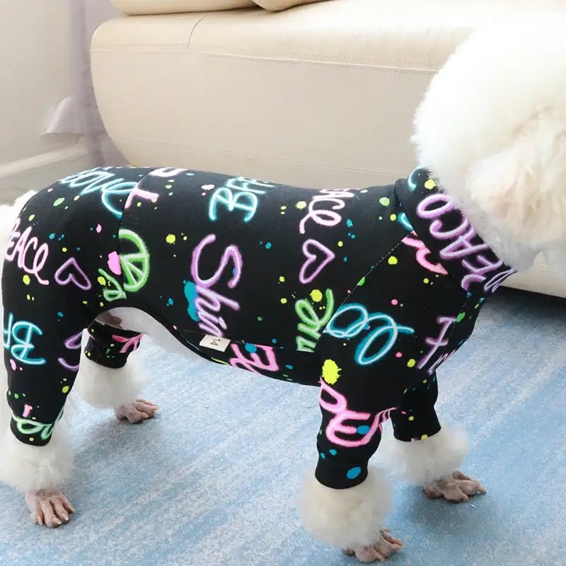 100% Cotton Dog Jumpsuit - Thin Printed Pajamas, Stretchy Home Wear for Small Dogs, Chihuahua, Poodle - Paws For Baby