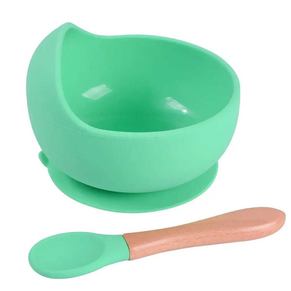 2 - Piece Silicone Baby Feeding Bowl Set - Suction Bowl &amp; Spoon - Paws For Baby