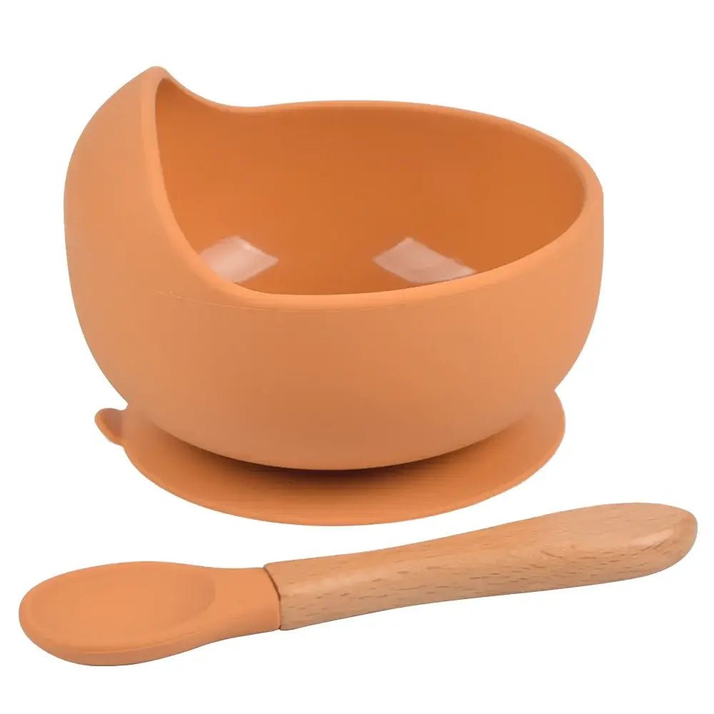 2 - Piece Silicone Baby Feeding Bowl Set - Suction Bowl &amp; Spoon - Paws For Baby