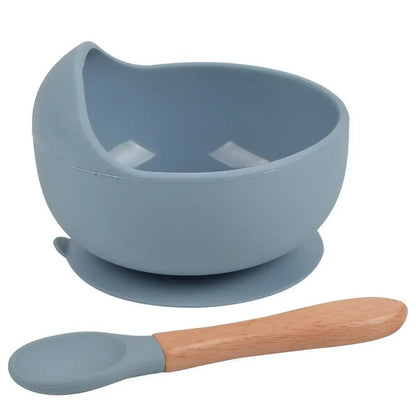 2 - Piece Silicone Baby Feeding Bowl Set - Suction Bowl &amp; Spoon - Paws For Baby