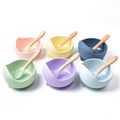 2 - Piece Silicone Baby Feeding Bowl Set - Suction Bowl &amp; Spoon - Paws For Baby