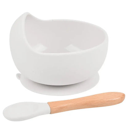 2 - Piece Silicone Baby Feeding Bowl Set - Suction Bowl &amp; Spoon - Paws For Baby