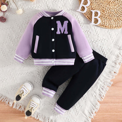 Pink Baseball Clothing Set | Baby Girl Outfit with Jacket &amp; Pants (6 Months - 3 Years) - Paws For Baby