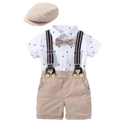 Baby boy jumpsuit with bow and hat, perfect for events