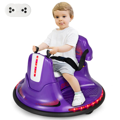 12V Electric Car for Kids – 360° Spinning Purple