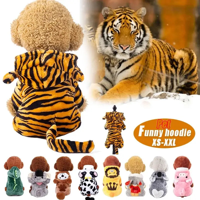 Cozy Flannel Pet Costume – Tiger &amp; Dino for Fall/Winter