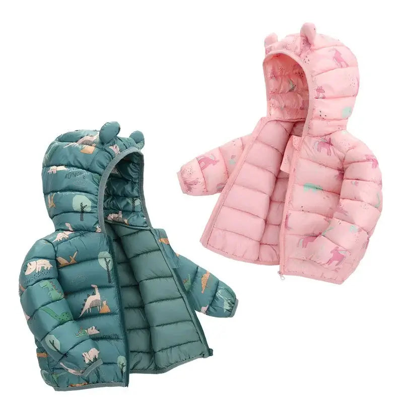 Cartoon Dinosaur Hooded Down Coat for Kids 1-5 Years