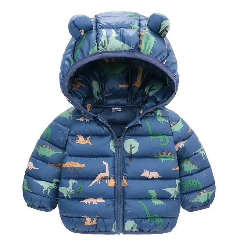 Cartoon Dinosaur Hooded Down Coat for Kids 1-5 Years