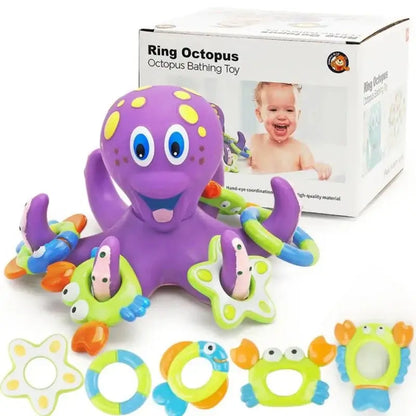 &quot;Floating Purple Octopus Bath Toy with Hoopla Rings&quot; - Paws For Baby