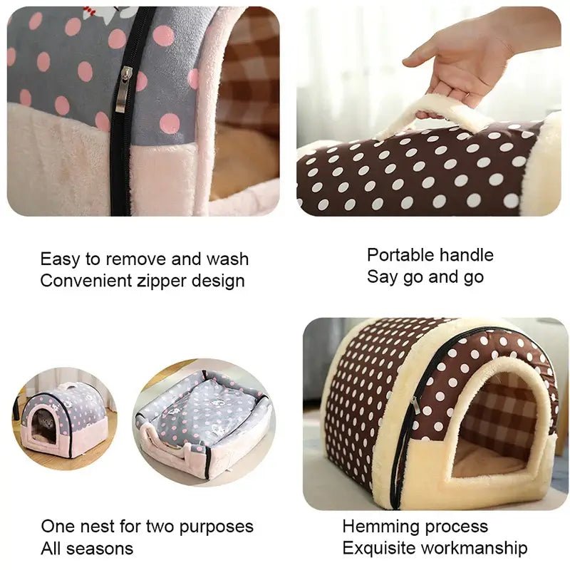 Folding Plush Dog House - Paws For Baby