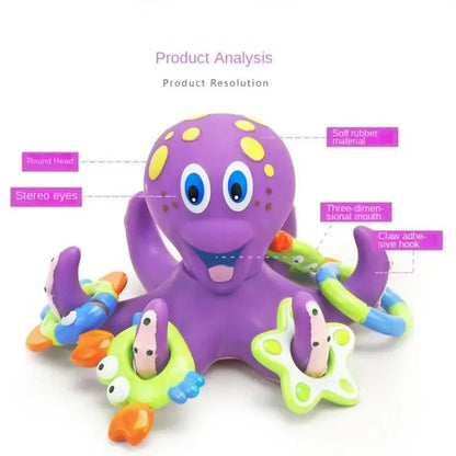 &quot;Floating Purple Octopus Bath Toy with Hoopla Rings&quot; - Paws For Baby