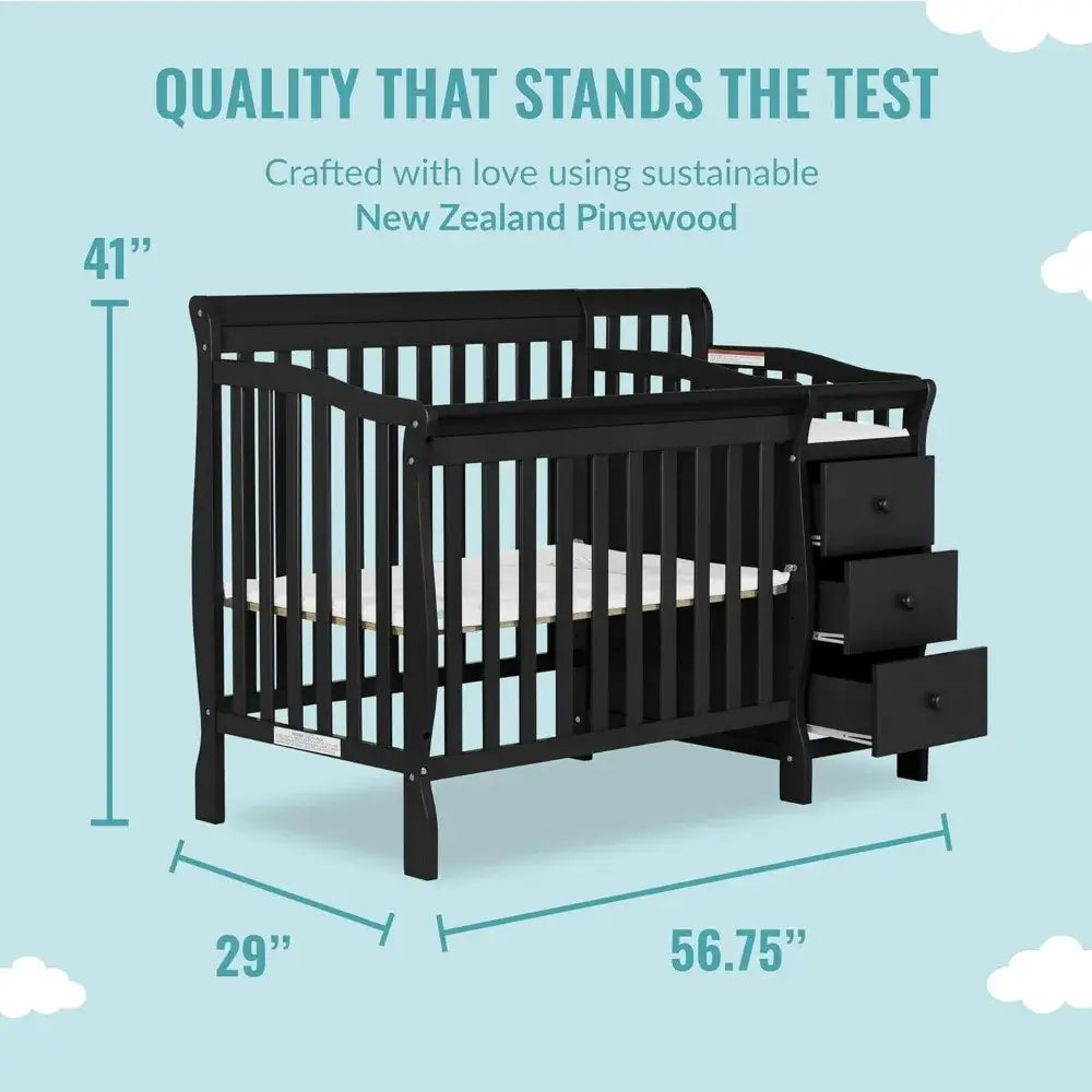 Jayden 4-in-1 convertible mini crib with changing table