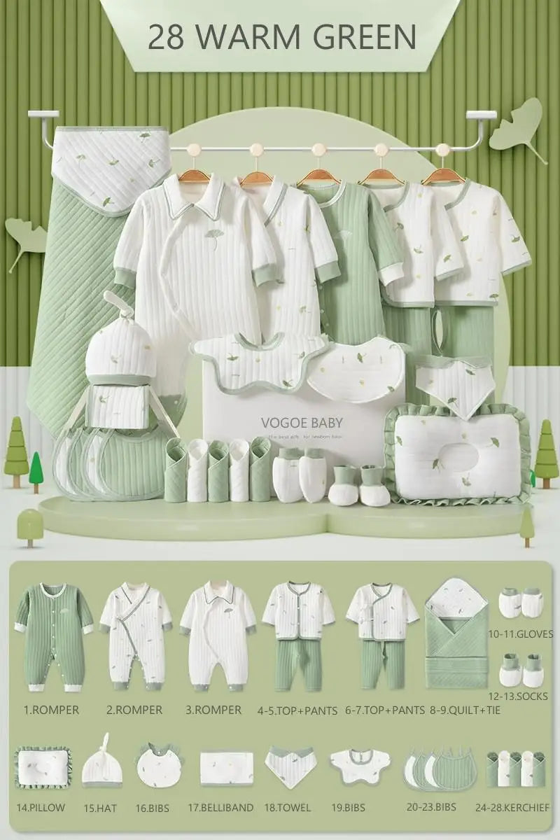 100% Cotton Baby Clothing Set – 28 Pieces Unisex