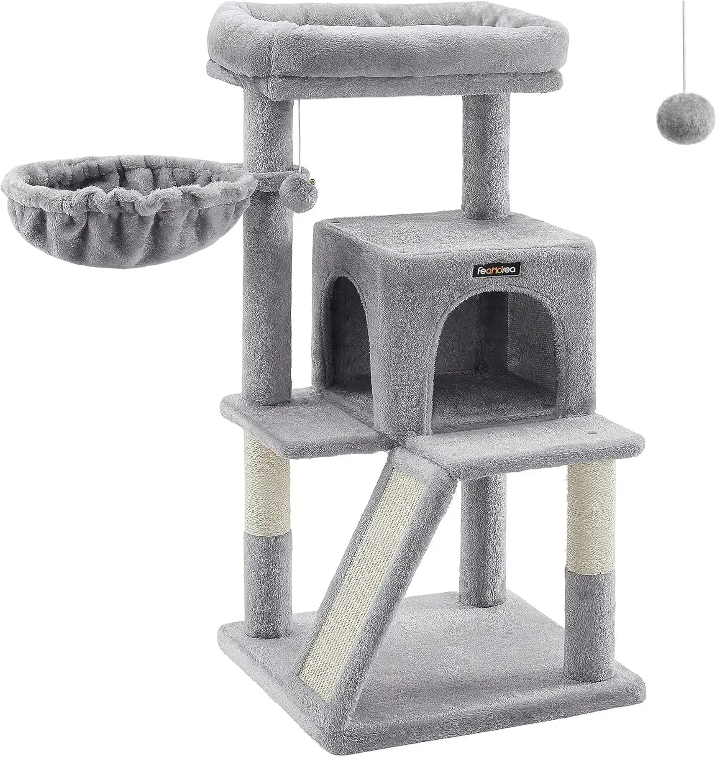 Small Cat Tree Tower - Wide Perch, Multi - Level Condo for Large Indoor Cats - Paws For Baby