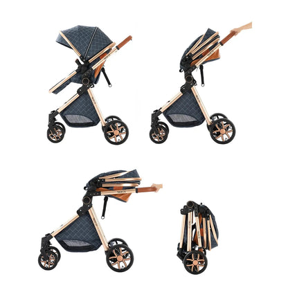 Luxury 2 - in - 1 Foldable Baby Stroller - High Landscape Bassinet &amp; Lightweight Pushchair - Paws For Baby