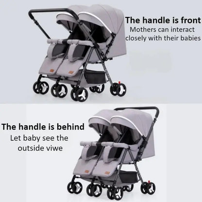 &quot;Lightweight Foldable Twin Stroller - Sit &amp; Lying Option&quot; - Paws For Baby