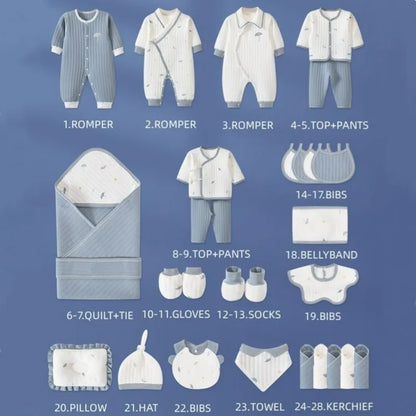 100% Cotton Baby Clothing Set – 28 Pieces Unisex