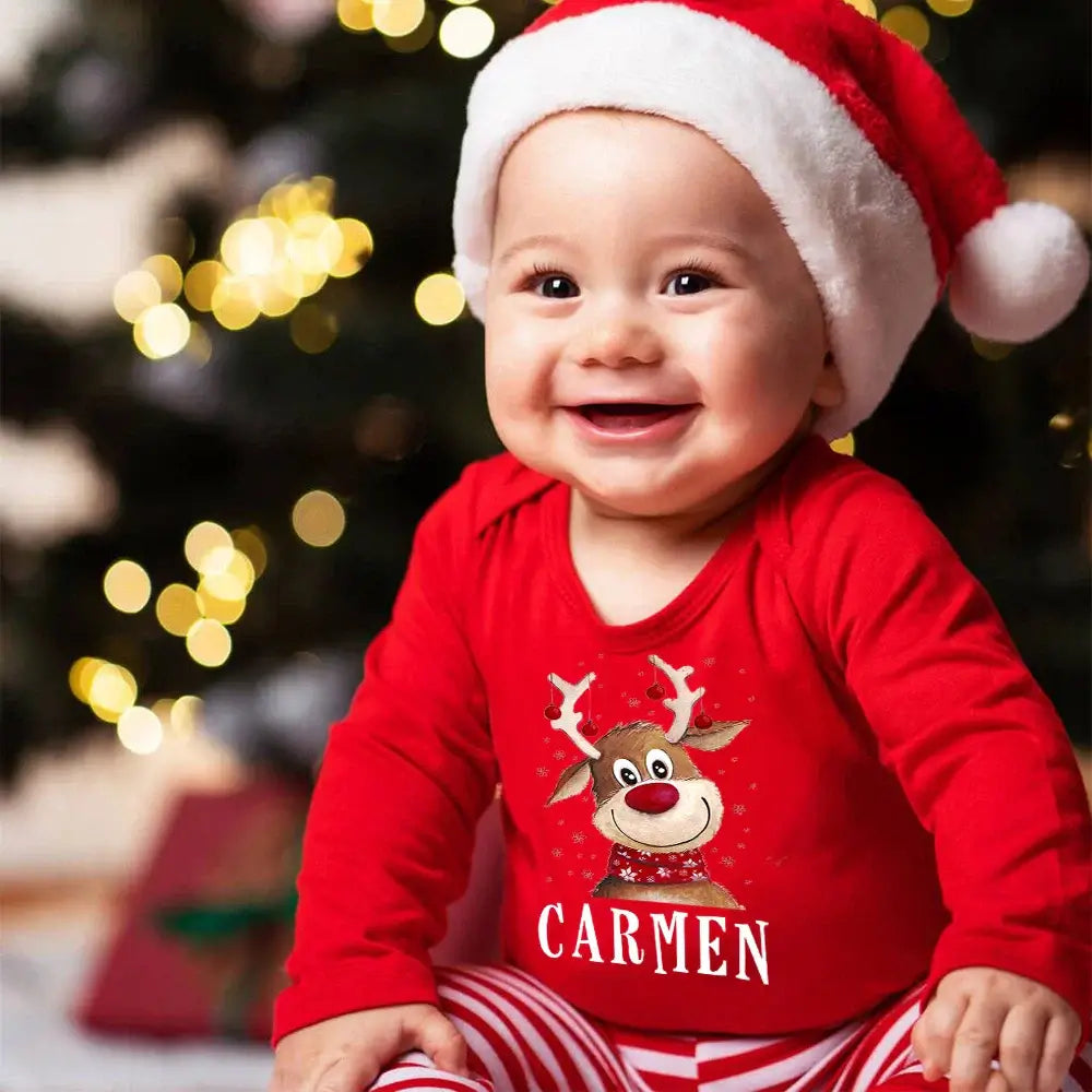 Personalized Christmas Deer Bodysuit - Baby Outfit