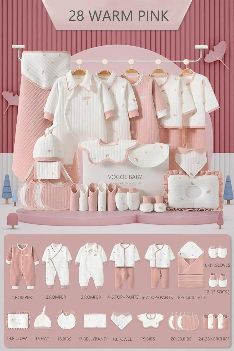 100% Cotton Baby Clothing Set – 28 Pieces Unisex