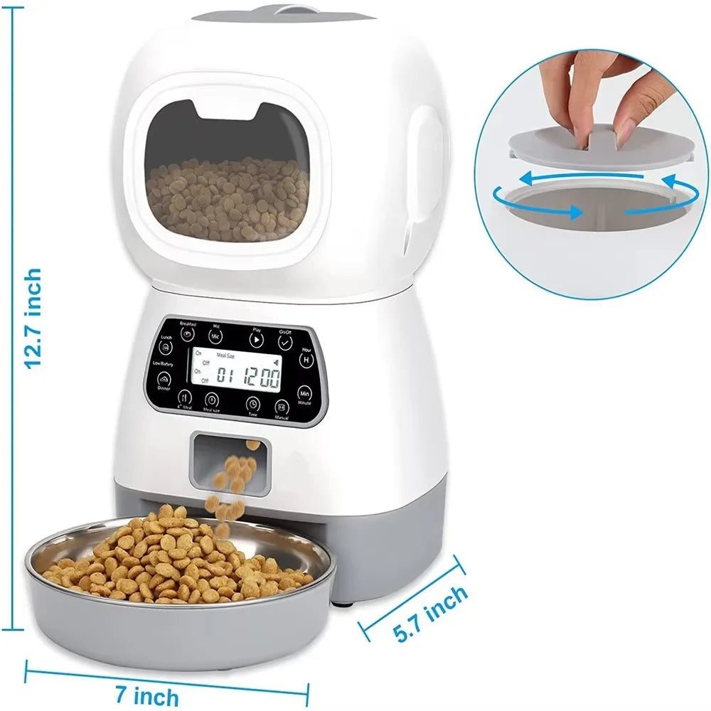 Smart Auto Pet Feeder 🐾 3.5L Stainless Steel Bowl