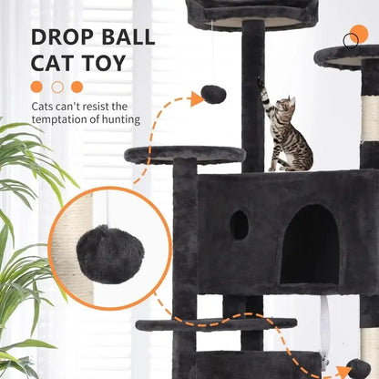 70&quot; Multi-Level Cat Tree Tower with Scratching Posts