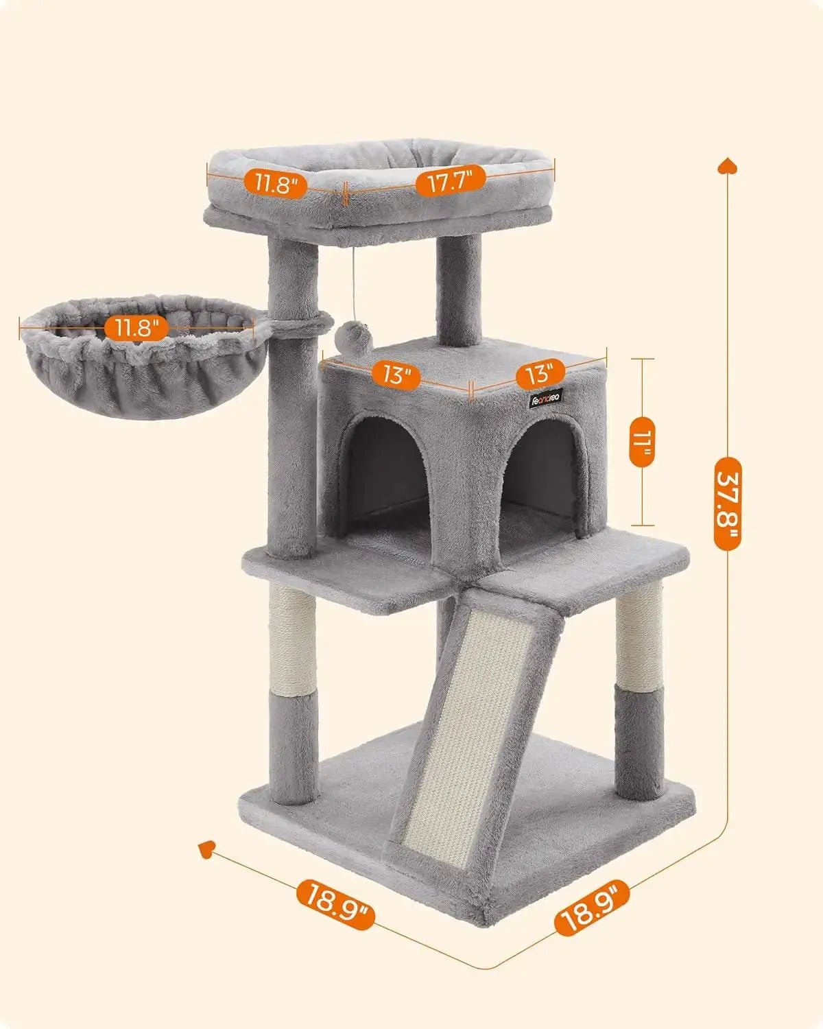 Small Cat Tree Tower - Wide Perch, Multi - Level Condo for Large Indoor Cats - Paws For Baby